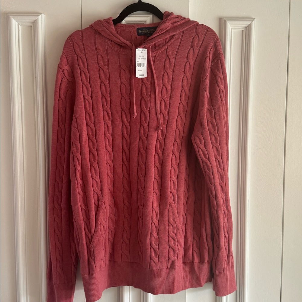 Brooks brothers Cable Knit Hooded Sweater - Red